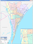 New Hanover County Wall Map Color Cast Style